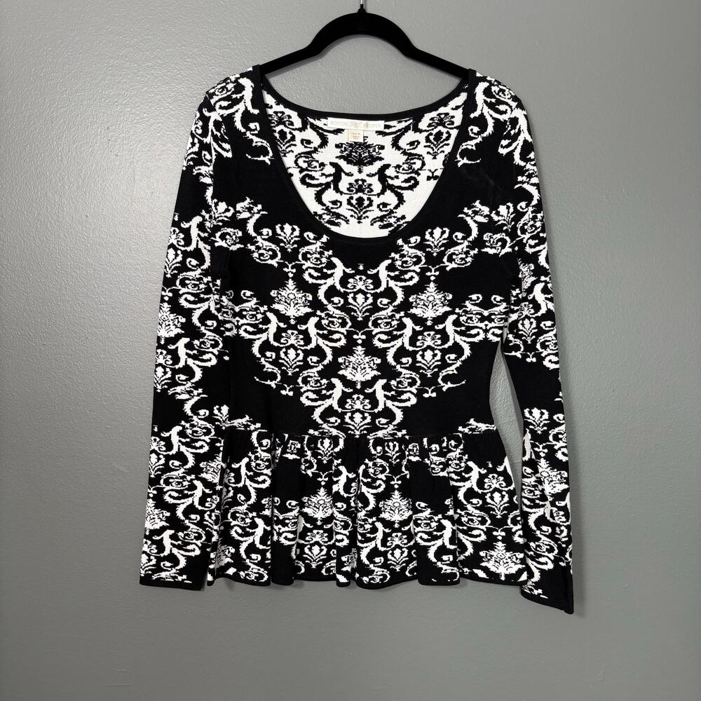 Boston Proper Women's Preppy Black & White Knit Top - Size Medium - Old Money - Picture 1 of 6
